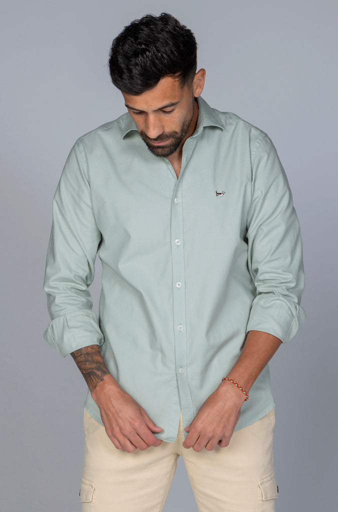 Camisa Piqué Garment Washed Verde Jade