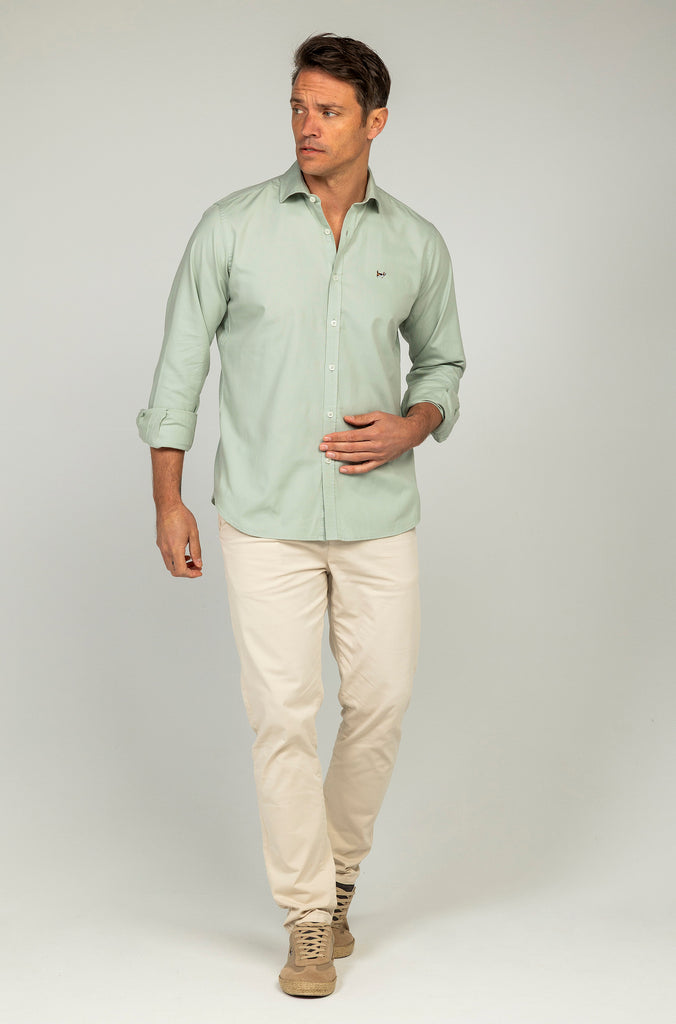 Camisa Estructura Garment Dyed Verde Jade