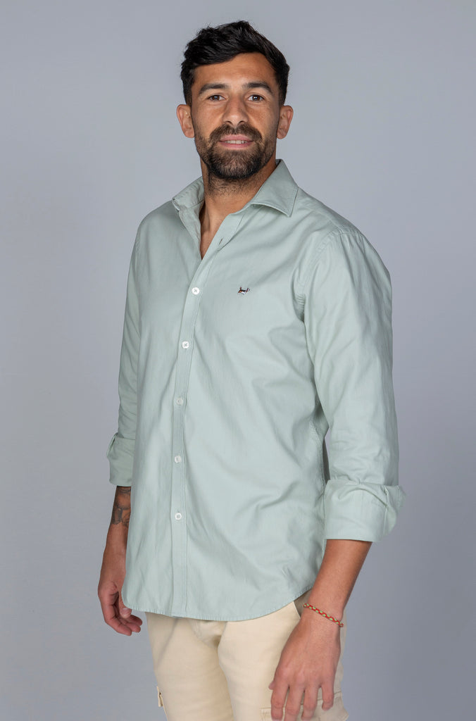 Camisa Piqué Garment Washed Verde Jade