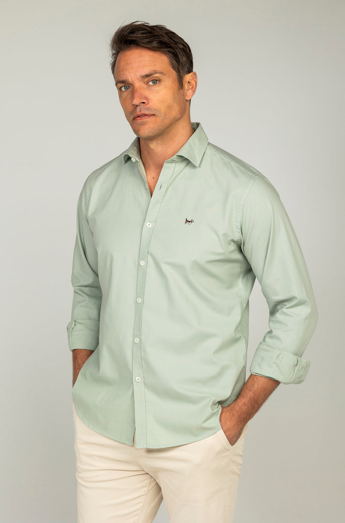 Camisa Estructura Garment Dyed Verde Jade