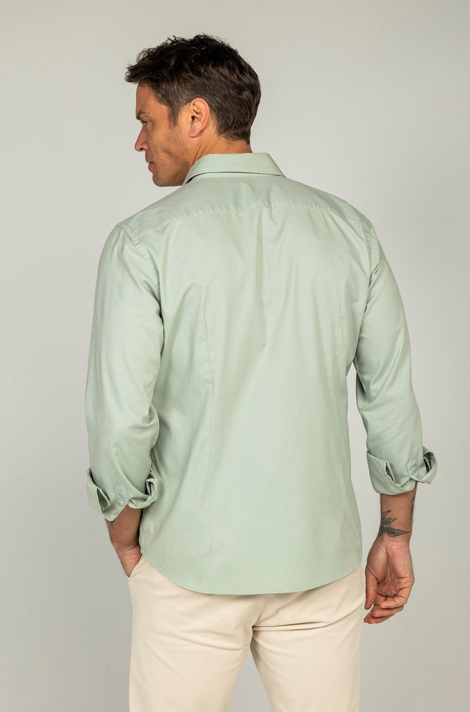 Camisa Estructura Garment Dyed Verde Jade