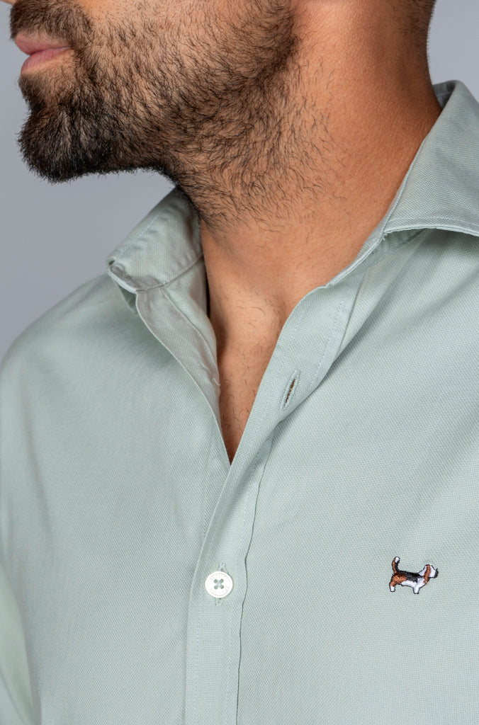 Camisa Piqué Garment Washed Verde Jade