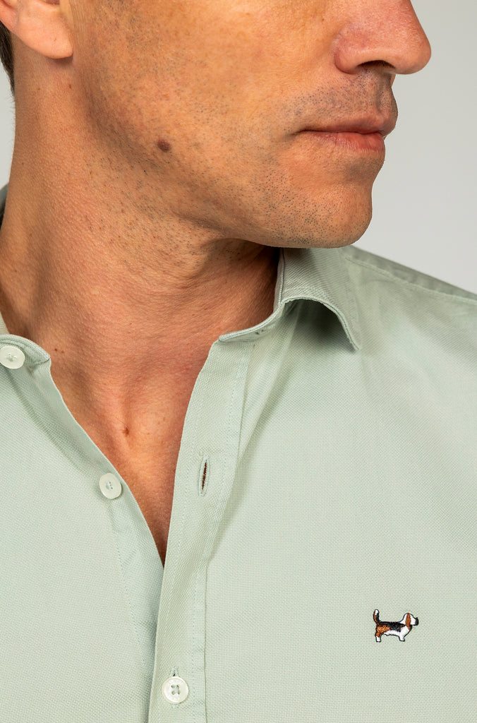 Camisa Estructura Garment Dyed Verde Jade