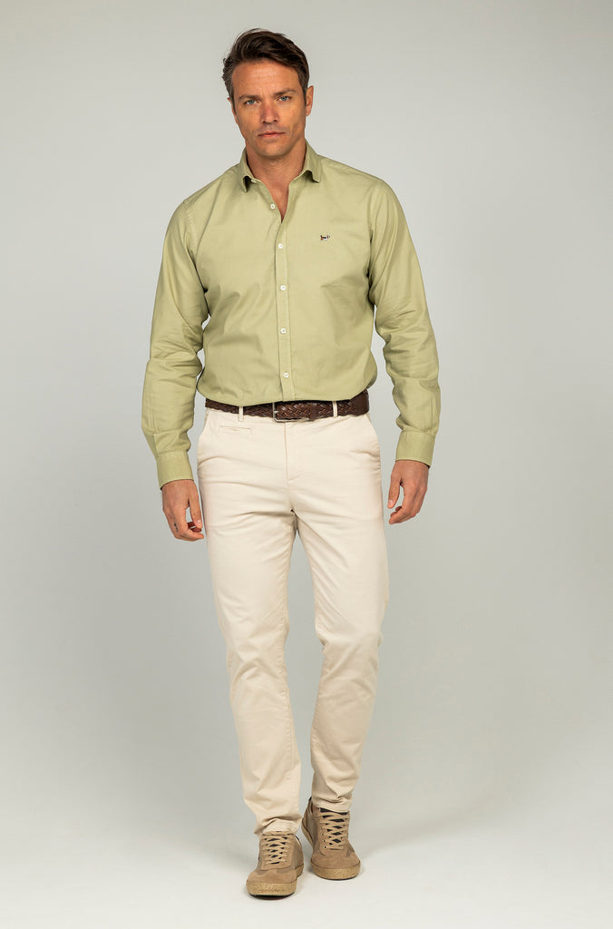 Camisa Estructura Garment Dyed Verde