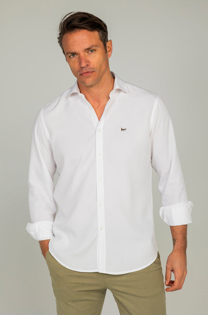 Camisa Tencel Lino Garment Dyed Blanca