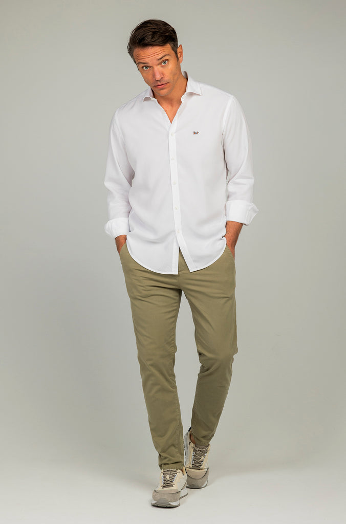 Camisa Tencel Lino Garment Dyed Blanca