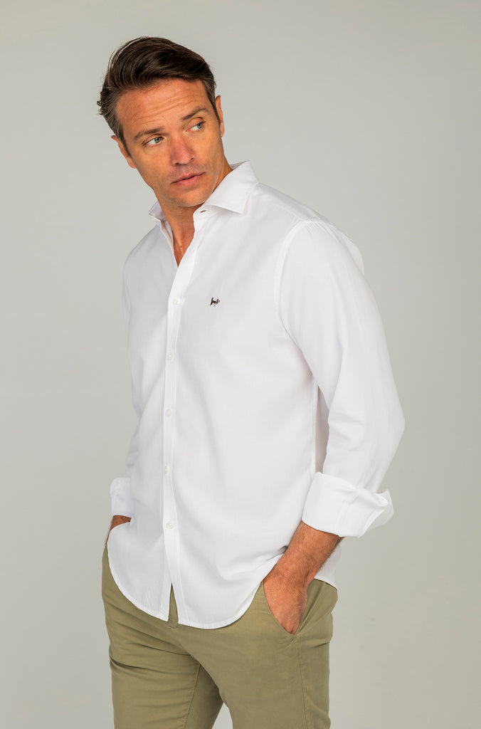 Camisa Tencel Lino Garment Dyed Blanca