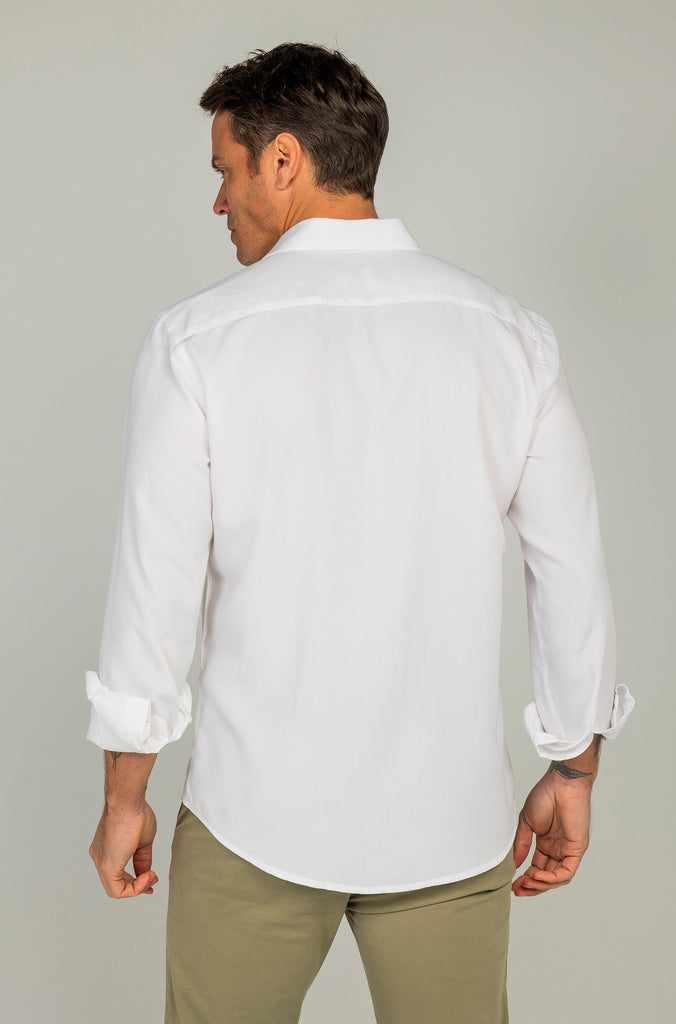 Camisa Tencel Lino Garment Dyed Blanca