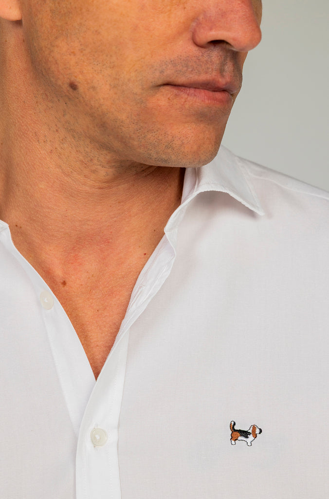Camisa Tencel Lino Garment Dyed Blanca