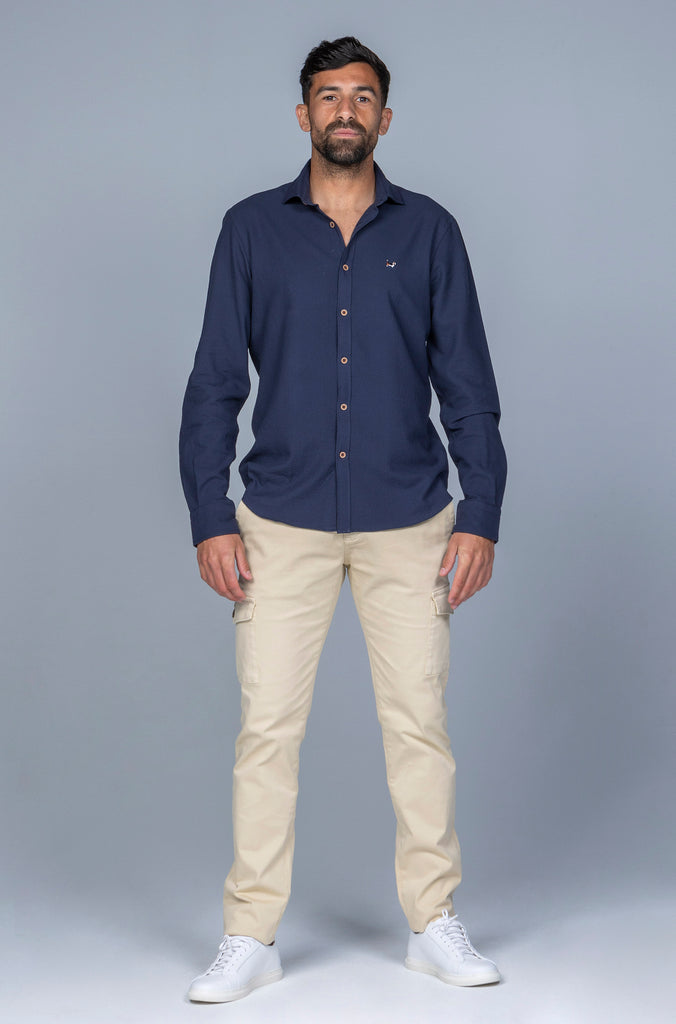 Camisa Seersuker Marino