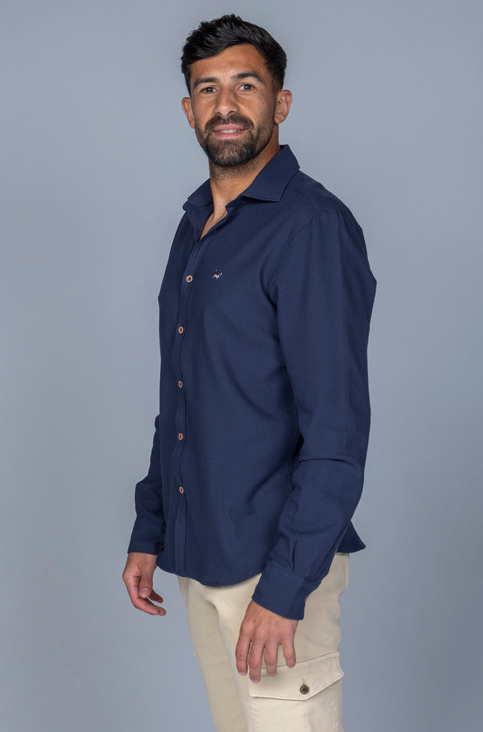Camisa Seersuker Marino