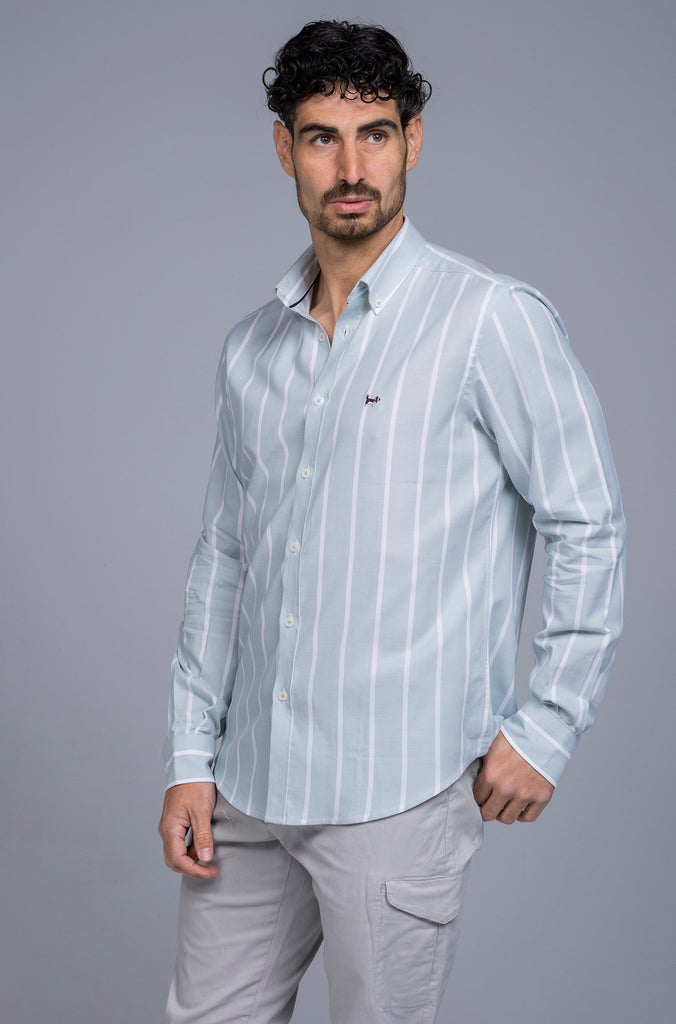 Camisa Toja MiniOxford Raya Ancha Celeste.