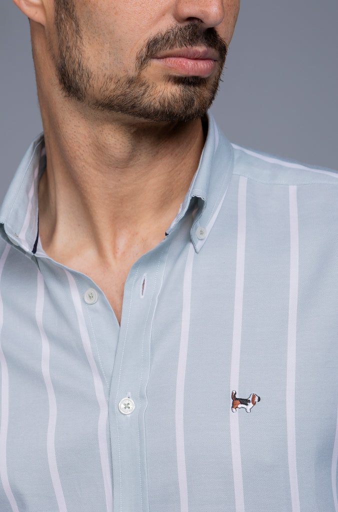 Camisa Toja MiniOxford Raya Ancha Celeste.