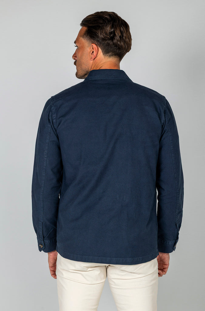 Sobrecamisa Lino Garment Dyed Marino Doble Bolsillo