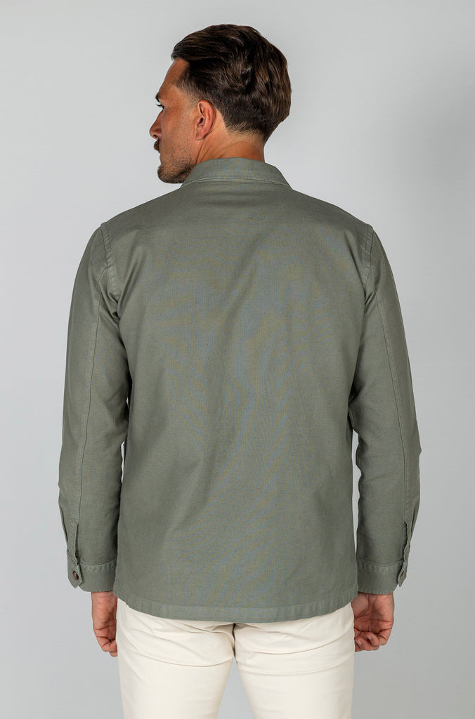 Sobrecamisa Lino Garment Dyed Kaki Doble Bolsillo