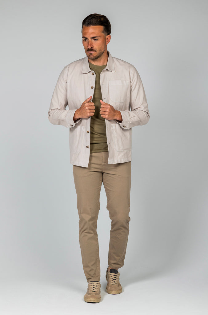 Sobrecamisa Lino Garment Dyed Arena Doble Bolsillo