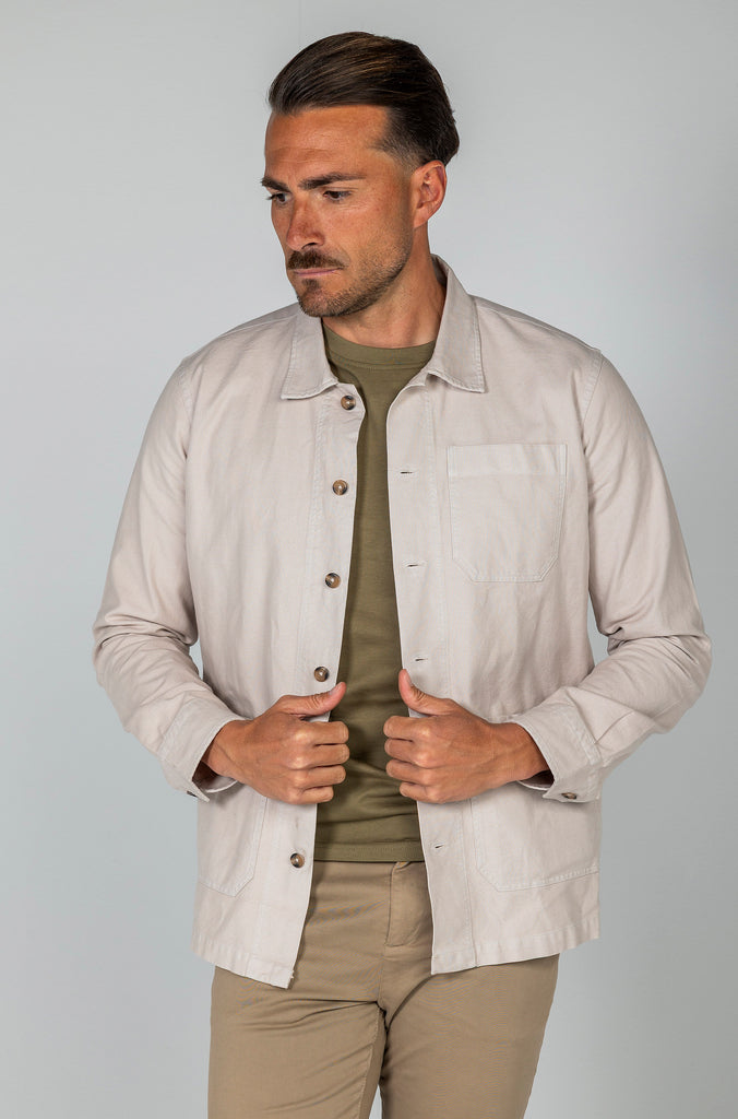 Sobrecamisa Lino Garment Dyed Arena Doble Bolsillo