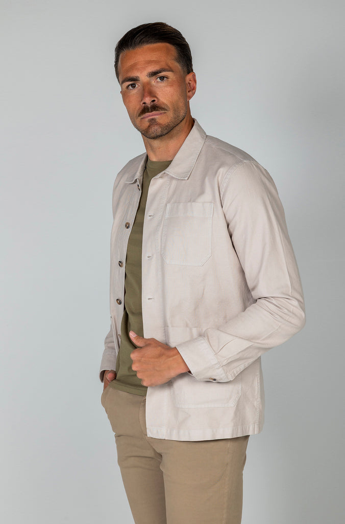 Sobrecamisa Lino Garment Dyed Arena Doble Bolsillo