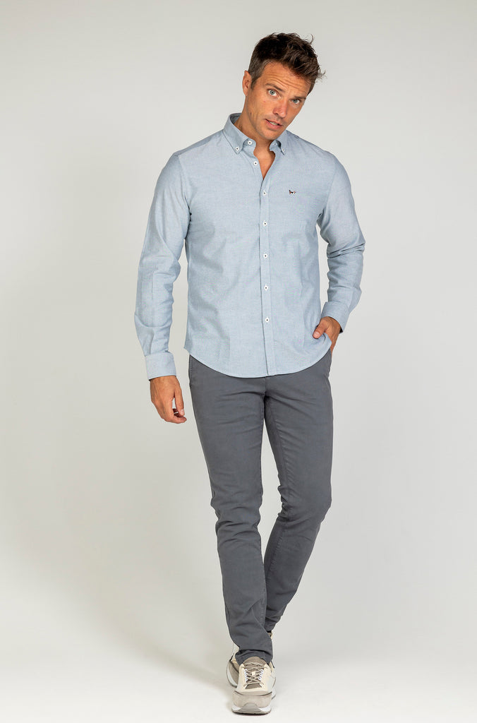 Camisa Oxford Liso verde grisáceo
