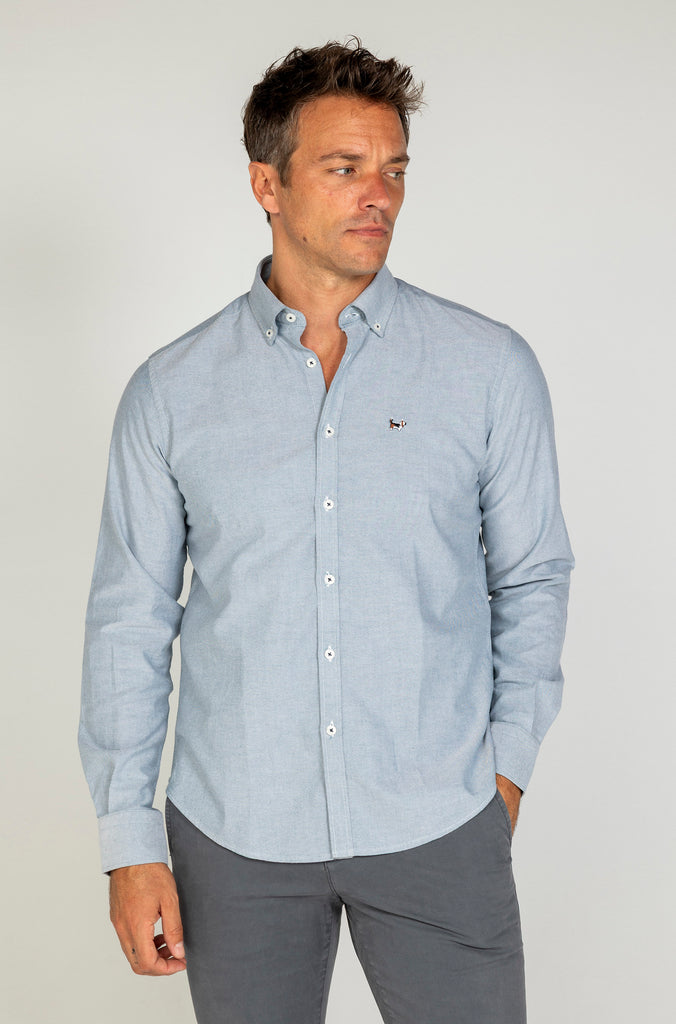 Camisa Oxford Liso verde grisáceo