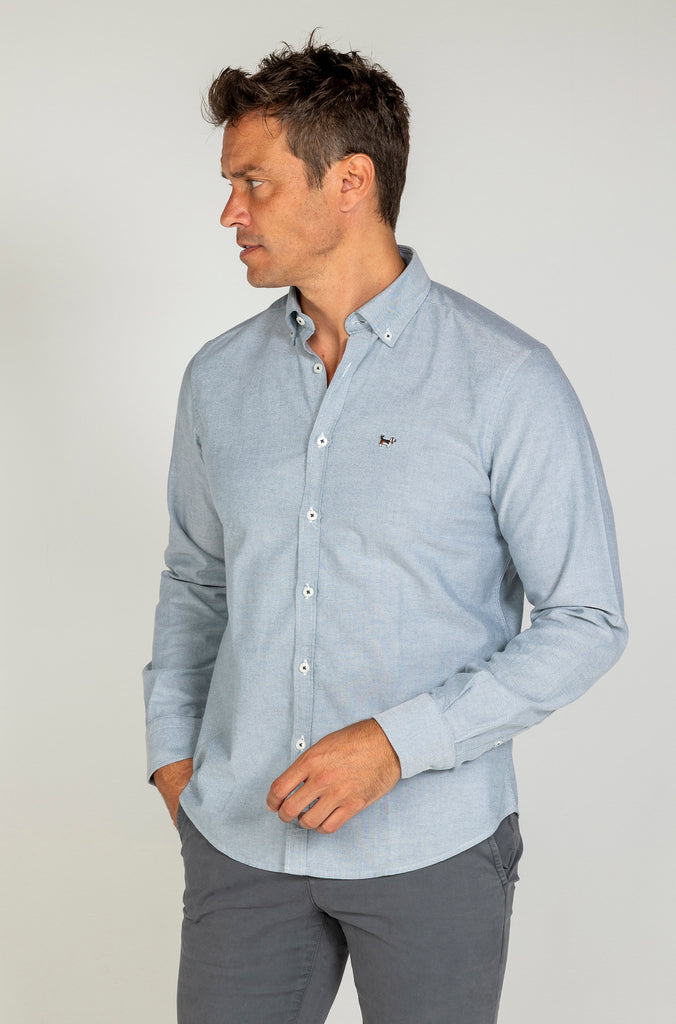 Camisa Oxford Liso verde grisáceo