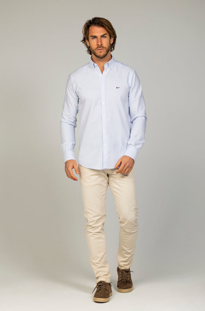 Camisa Raya Oxford Suavizada Celeste.
