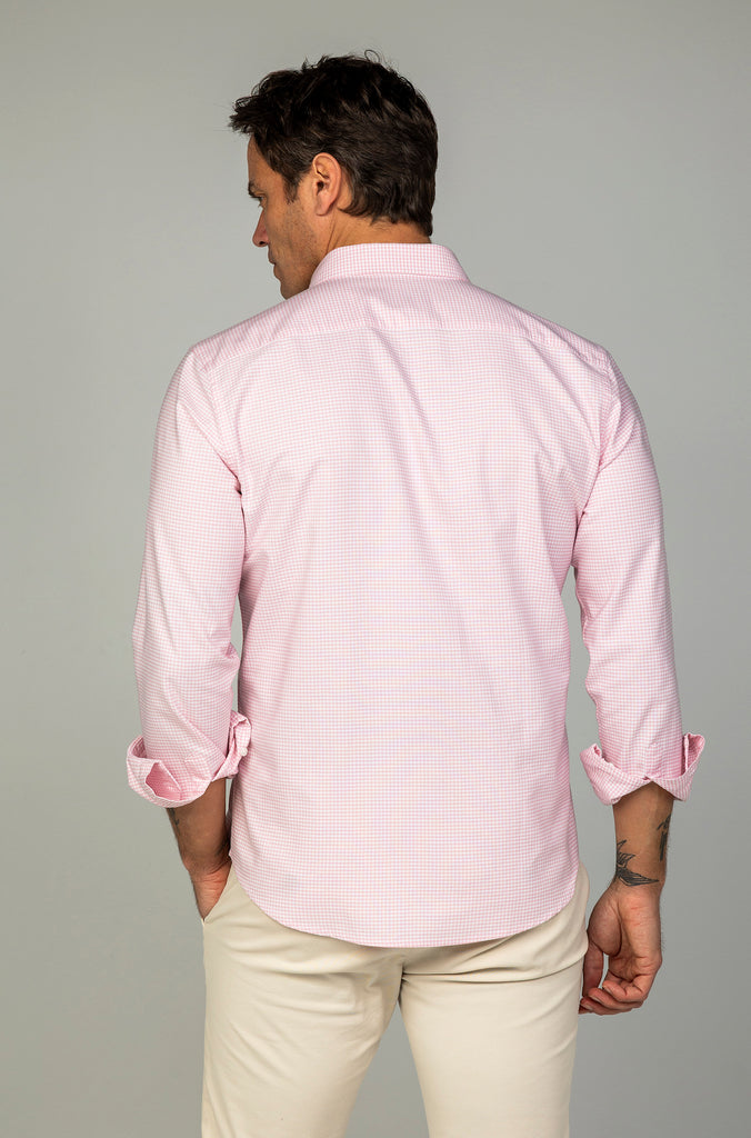 Camisa Oxford Vichy Suavizada Rosa