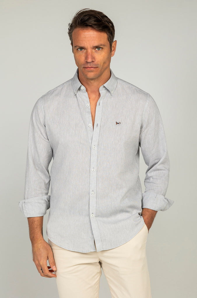 Camisa Lino Sport Gris Suave