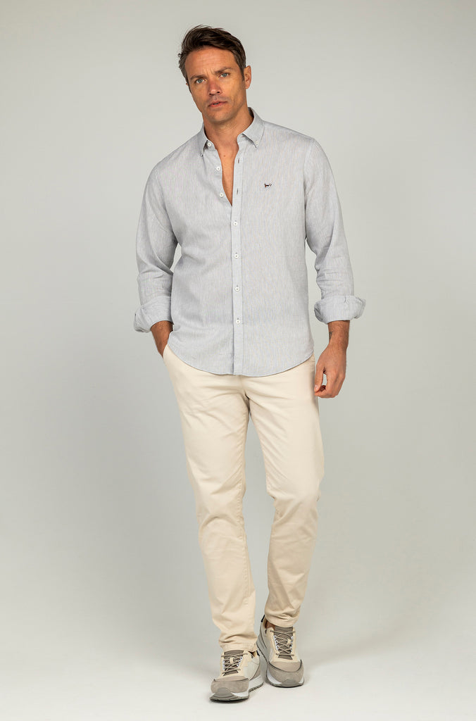 Camisa Lino Sport Gris Suave