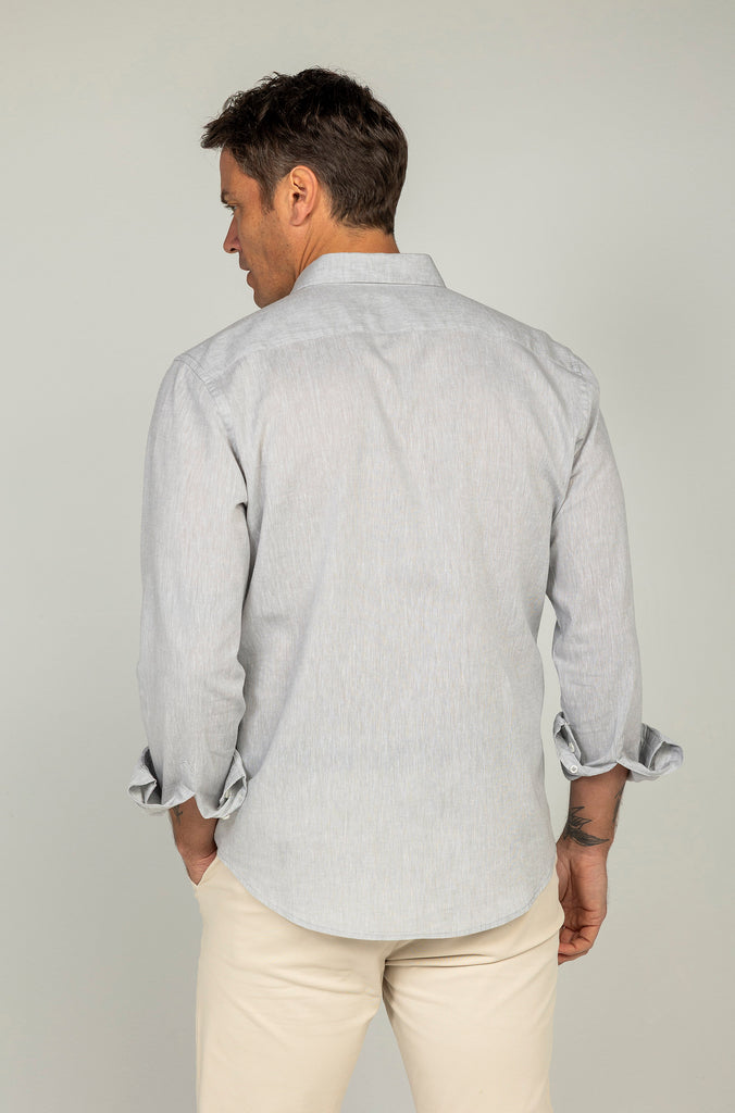 Camisa Lino Sport Gris Suave