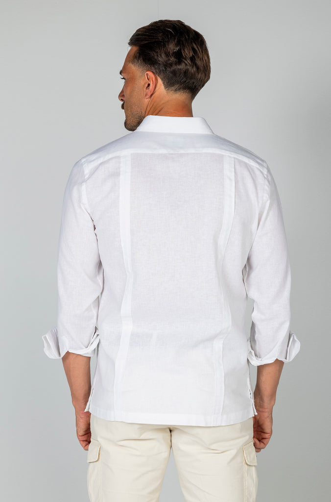 Camisa Guayabera Lino Sport Blanca