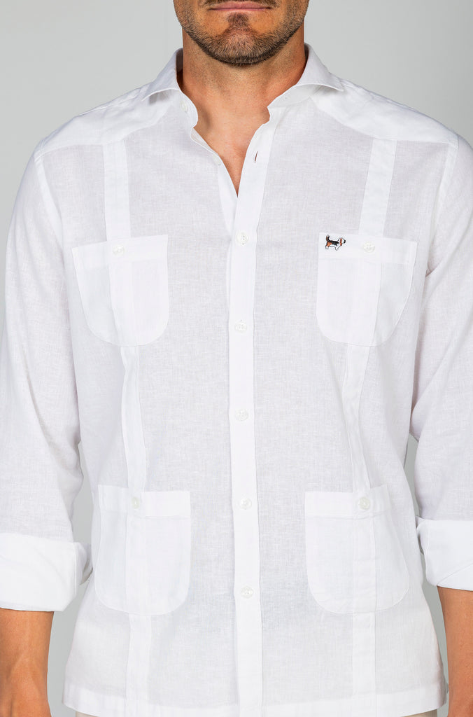 Camisa Guayabera Lino Sport Blanca
