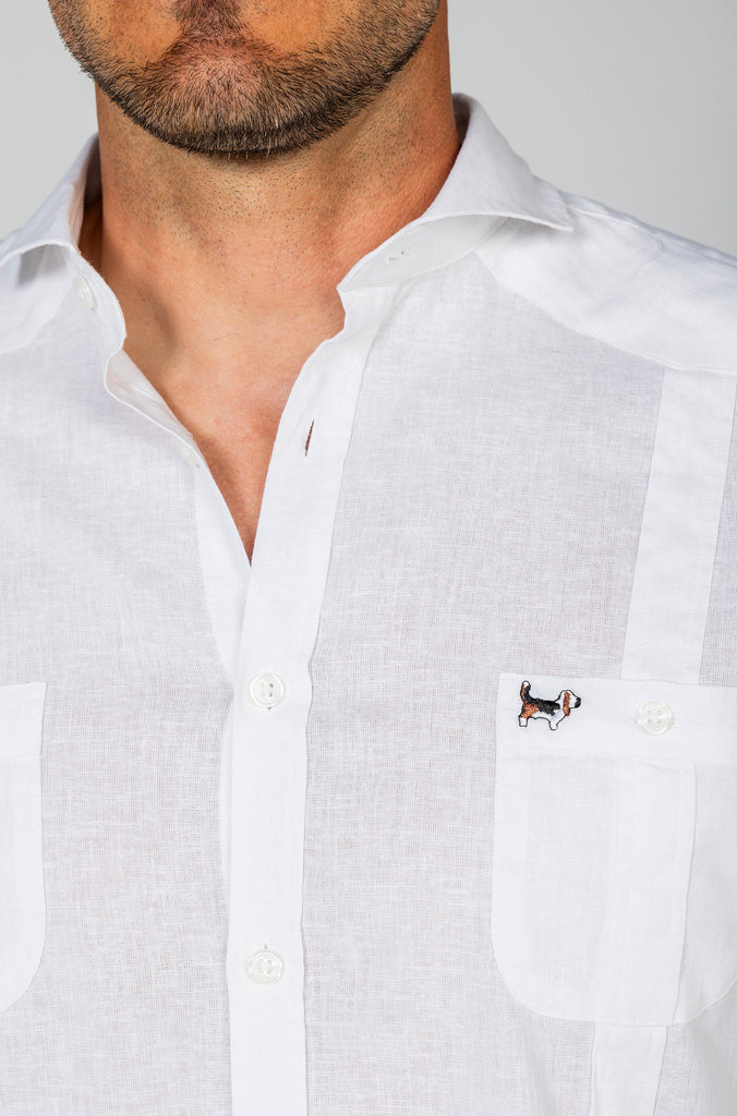 Camisa Guayabera Lino Sport Blanca