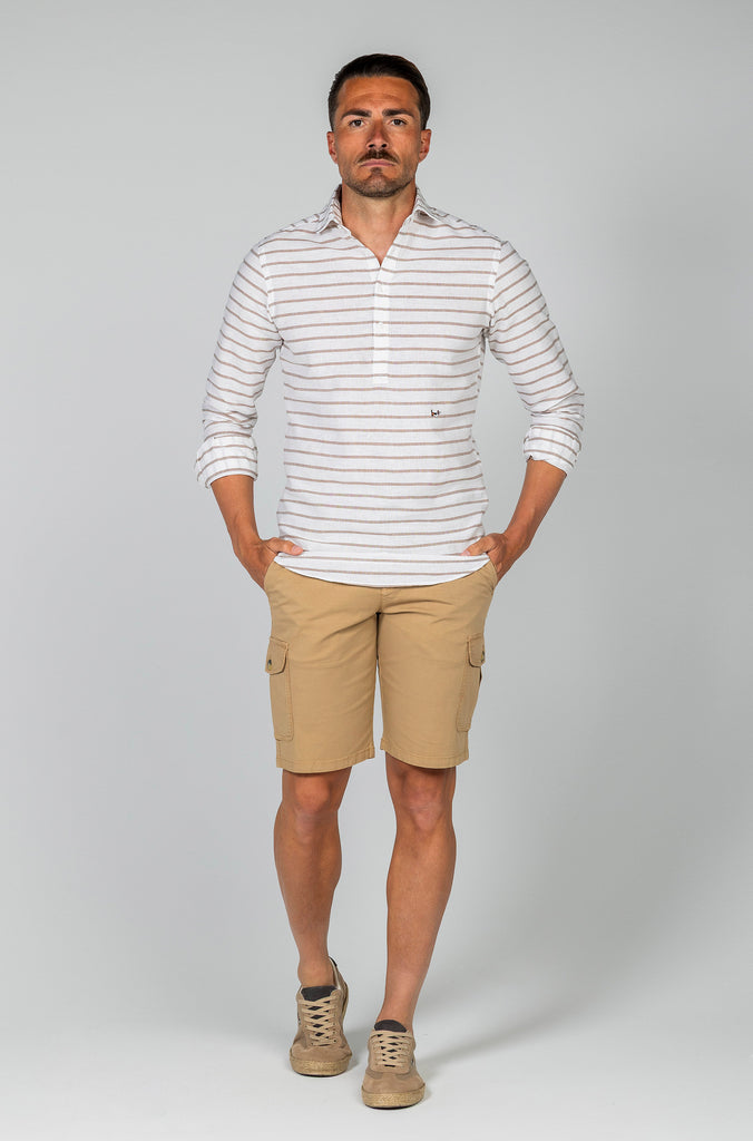 Camisa Polera Lino Raya Barré Arena