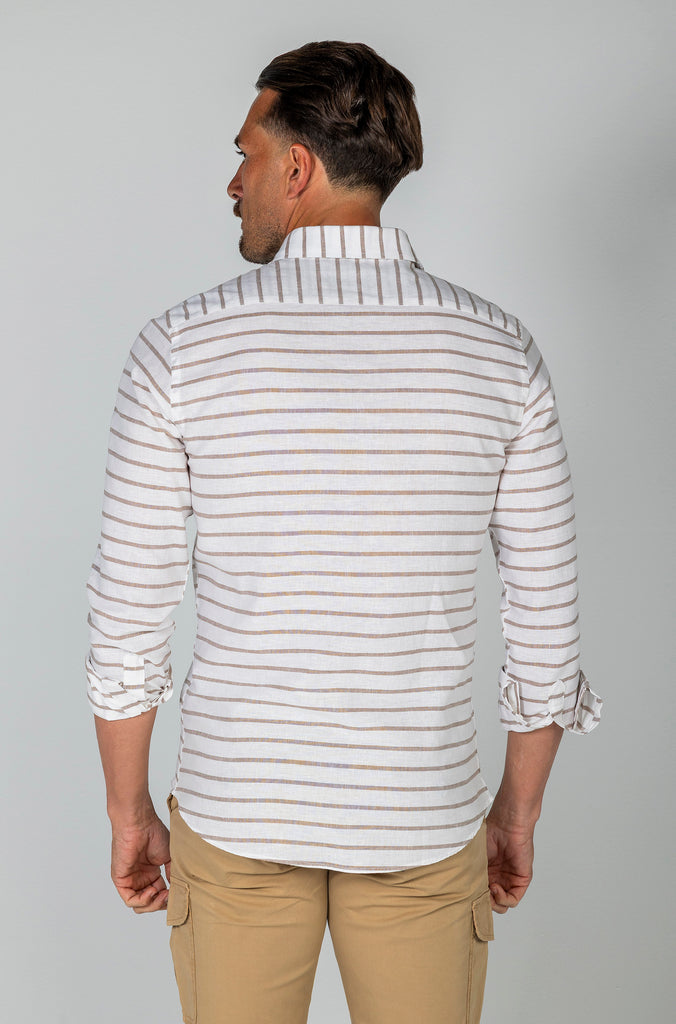Camisa Polera Lino Raya Barré Arena