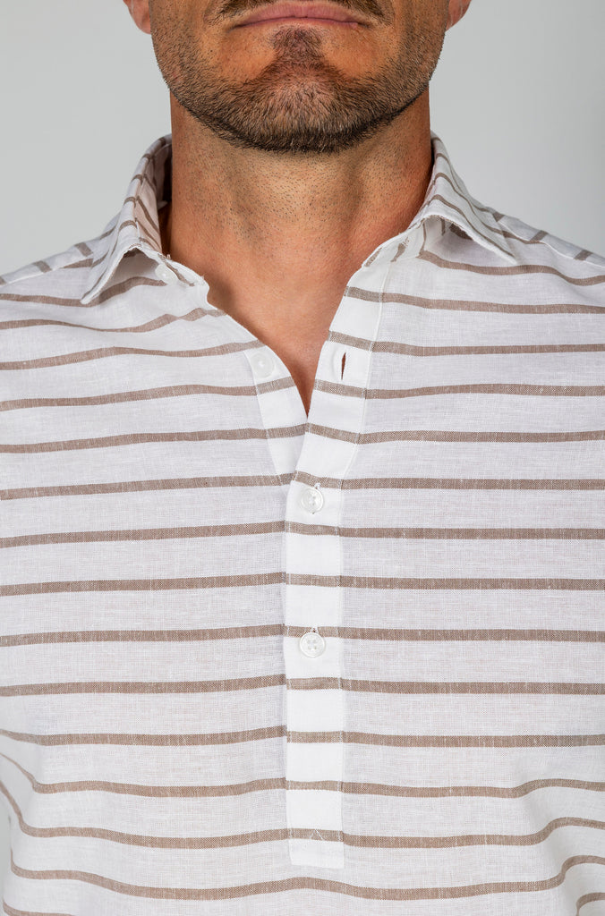 Camisa Polera Lino Raya Barré Arena