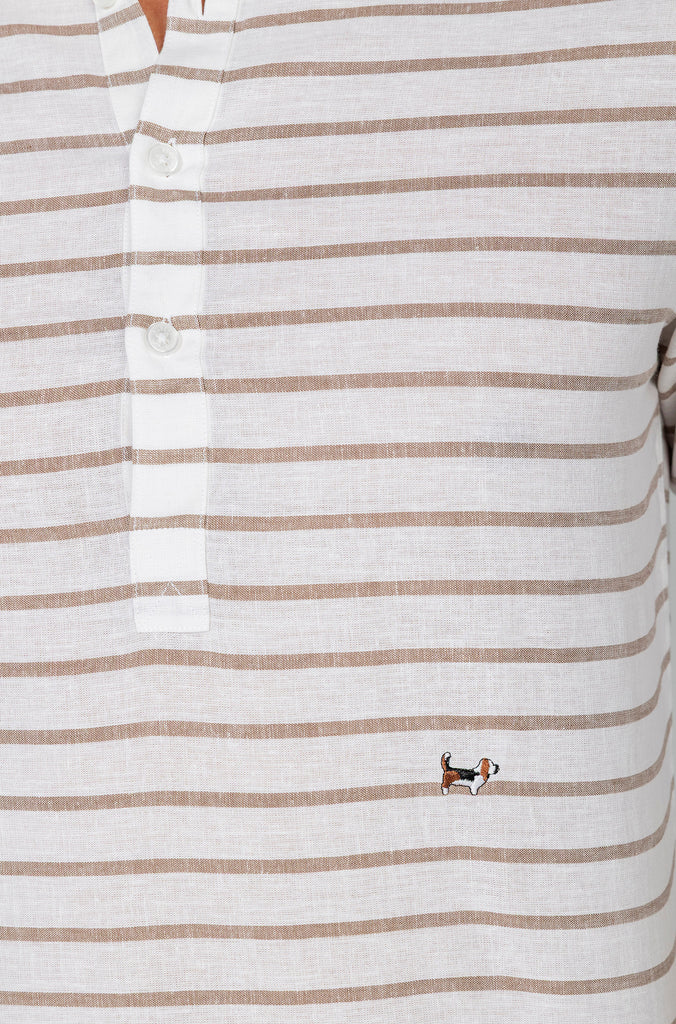 Camisa Polera Lino Raya Barré Arena