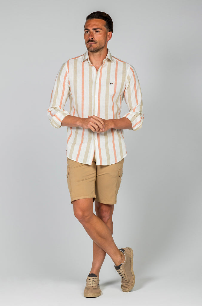 Camisa Lino Sport Raya Ancha Bicolor