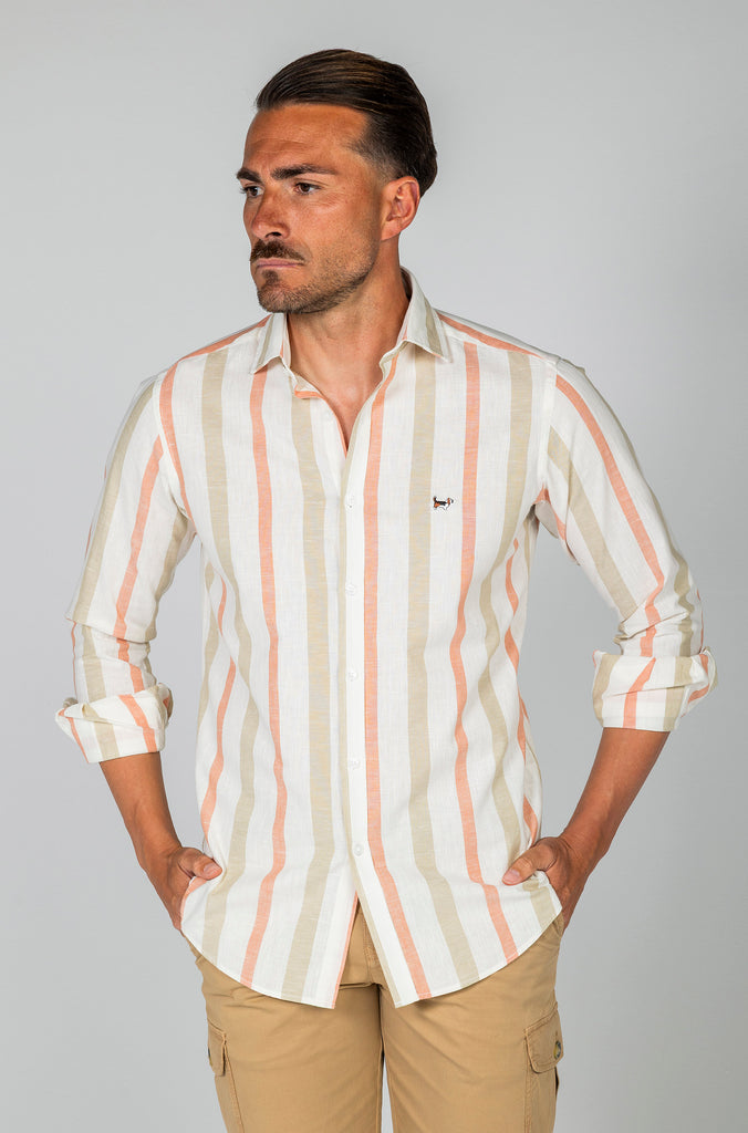 Camisa Lino Sport Raya Ancha Bicolor