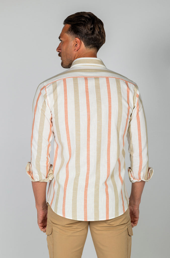 Camisa Lino Sport Raya Ancha Bicolor