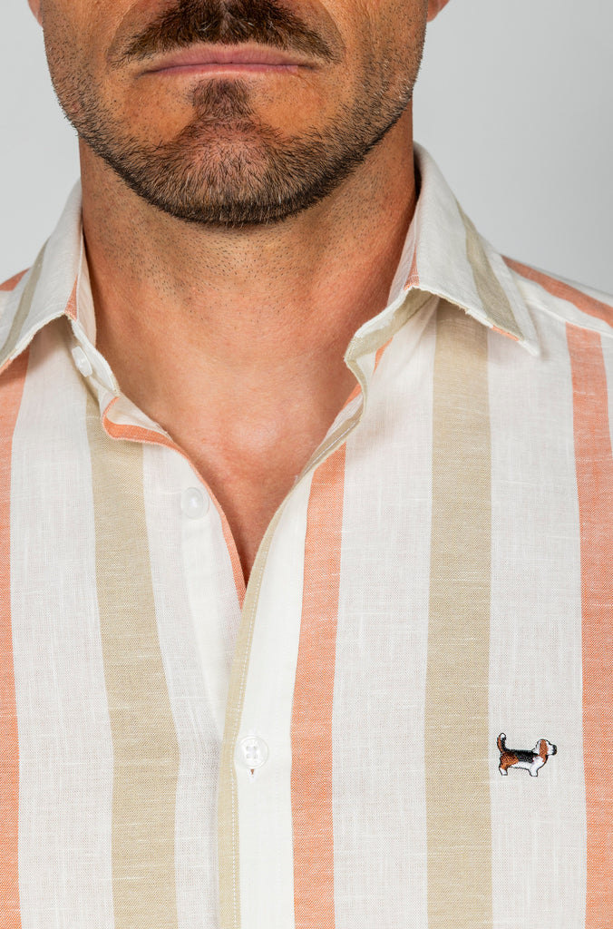 Camisa Lino Sport Raya Ancha Bicolor