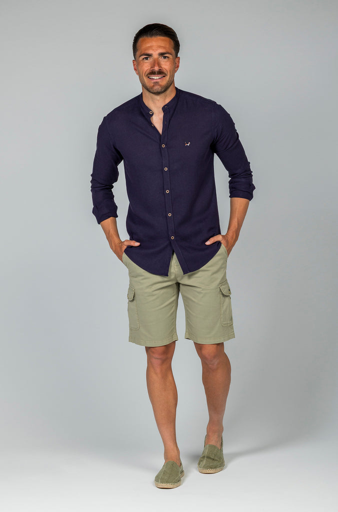 Camisa Tencel Lino Garment Dyed Indigo