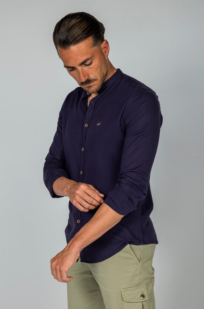 Camisa Tencel Lino Garment Dyed Indigo