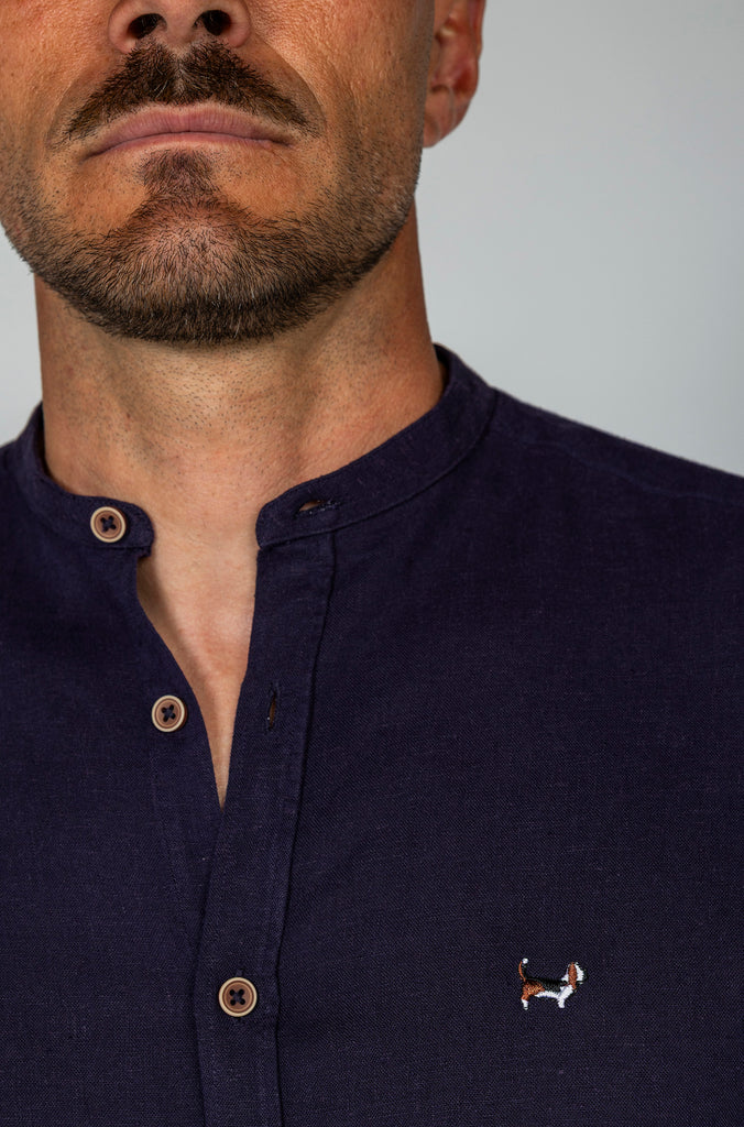 Camisa Tencel Lino Garment Dyed Indigo