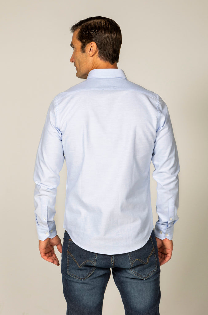 Camisa Oxford Suavizada Celeste bajo