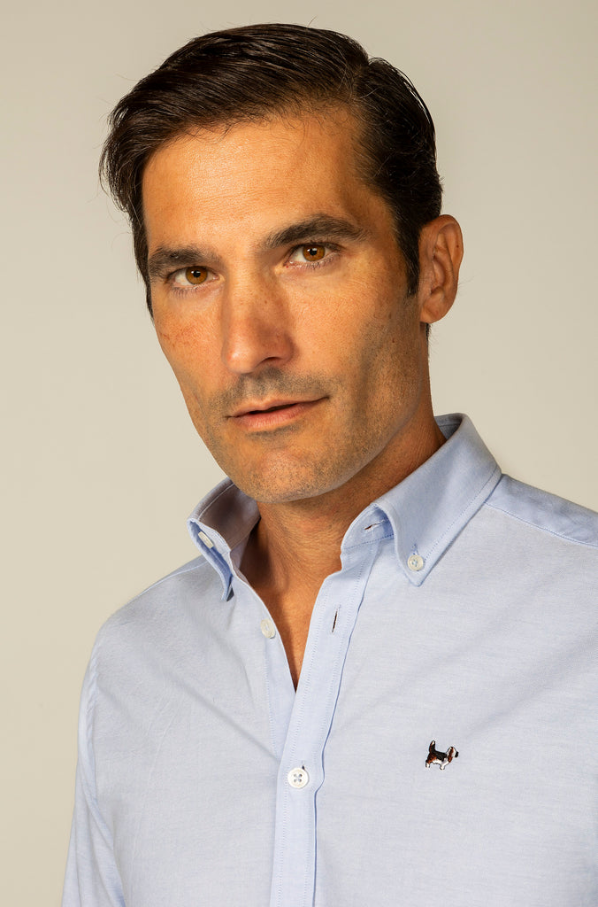 Camisa Oxford Suavizada Celeste bajo