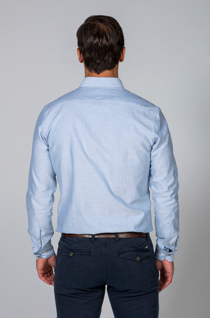 Camisa Oxford Liso Azul Petróleo