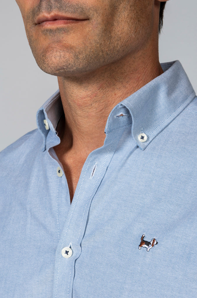 Camisa Oxford Liso Azul Petróleo