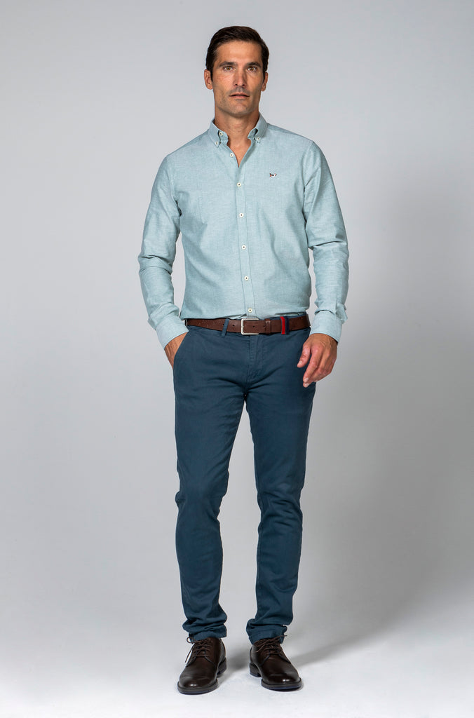 Camisa Oxford Liso Verde Menta