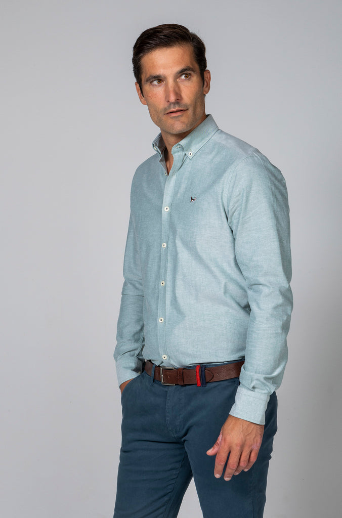 Camisa Oxford Liso Verde Menta